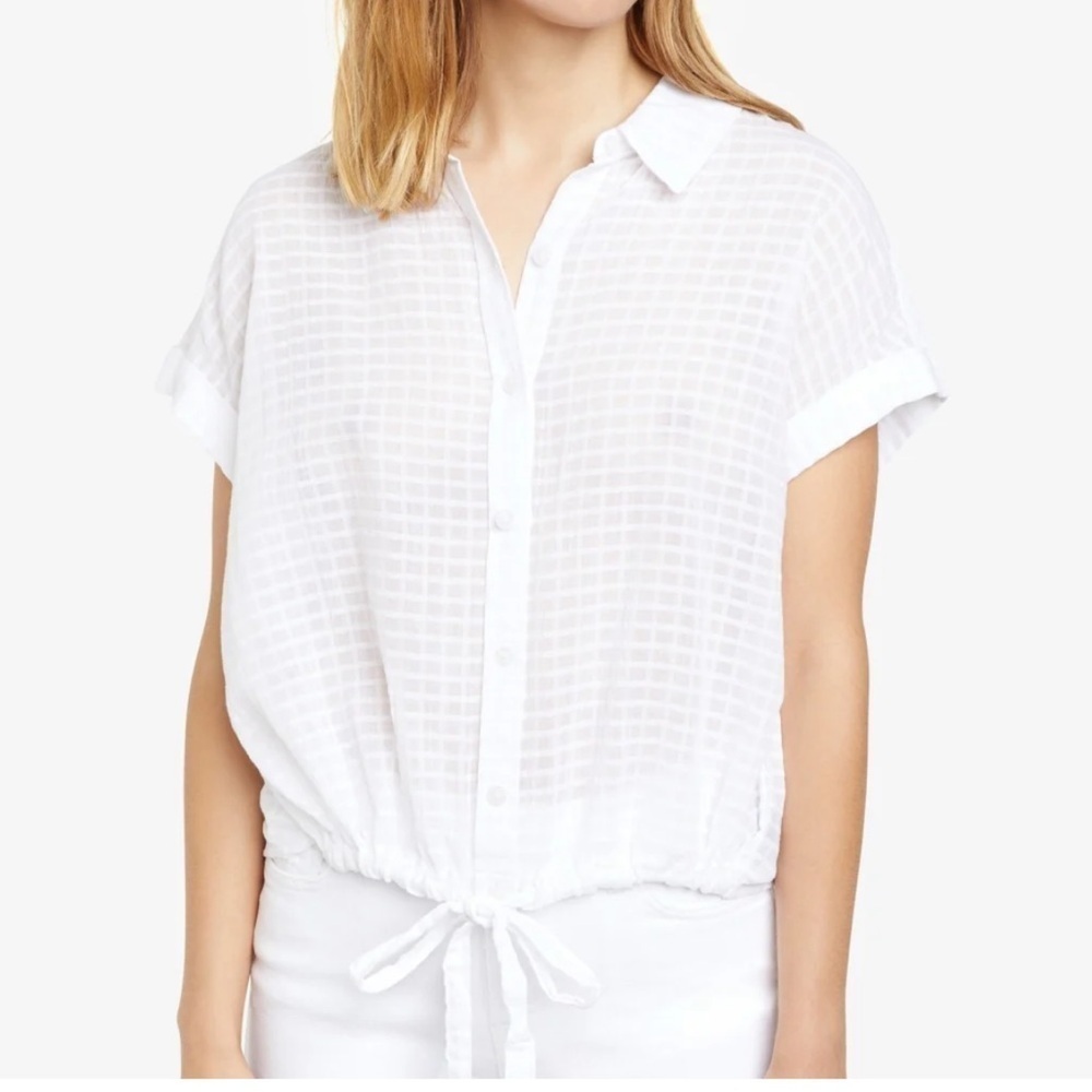 Sanctuary Women's Borrego Tie Front Blouse White Size Small